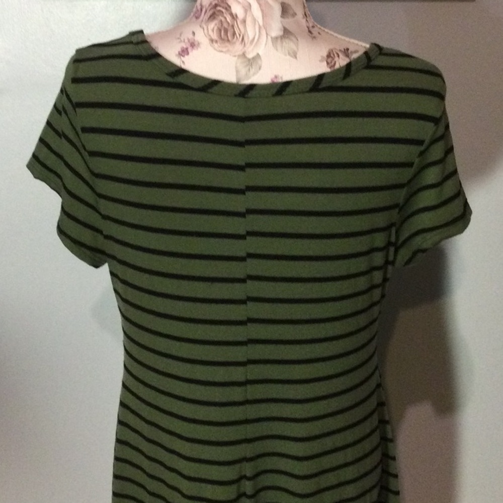 Black & Olive Green Striped Dress - Picture 6 of 7